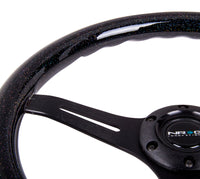 Thumbnail for NRG Classic Wood Grain Steering Wheel (350mm) Black Sparkled Grip w/Black 3-Spoke Center