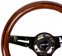 Thumbnail for NRG Classic Wood Grain Steering Wheel (310mm) Dark Wood & Black Line Inlay w/Blk Chrome 3-Spoke Ctr.