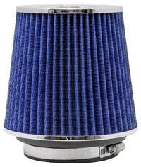 Thumbnail for K&N Universal Air Filter Chrome Round Tapered Blue - 4in Flange ID x 1.125in Flange Length x 5.5in H