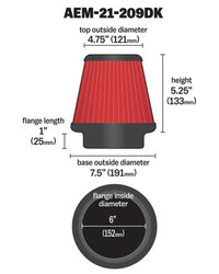 Thumbnail for AEM 6 in x 5 in Dryflow Conical Air Filter