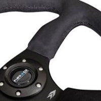 Thumbnail for NRG Reinforced Steering Wheel (350mm / 2.5in. Deep)Blk Alcantara Comfort Grip w/4mm Matte Blk Spokes