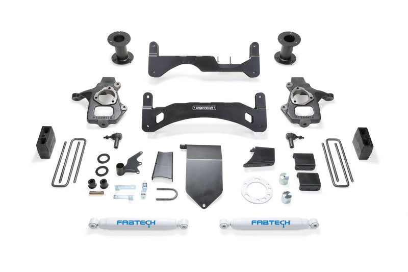 Fabtech 14-18 GM C/K1500 P/U w/oE Forg Stl UCA 6in Basic Sys G2 w/Perf Shks