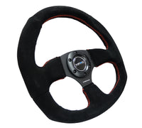 Thumbnail for NRG Reinforced Steering Wheel (320mm Horizontal / 330mm Vertical) Suede w/Red Stitch