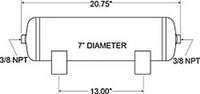 Thumbnail for Firestone Air Tank 3 Gallon 7in. x 20.75in. (2) 3/8in. NPT Ports 150 PSI Max - Black (WR17609229)