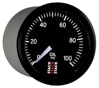 Thumbnail for Autometer Stack 52mm 0-100 PSI 1/8in NPTF (M) Mechanical Oil Pressure Gauge - Black