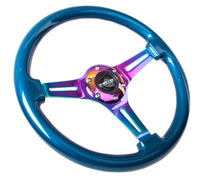 Thumbnail for NRG Classic Wood Grain Steering Wheel (350mm) Blue Pearl/Flake Paint w/Neochrome 3-Spoke Center