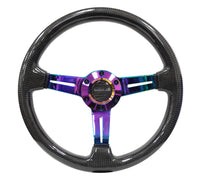 Thumbnail for NRG Carbon Fiber Steering Wheel (350mm / 1.5in. Deep) Neochrome 3-Spoke Design w/Slit Cuts