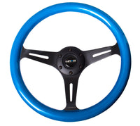 Thumbnail for NRG Classic Wood Grain Steering Wheel (350mm) Blue Pearl/Flake Paint w/Black 3-Spoke Center