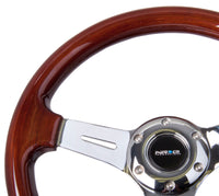 Thumbnail for NRG Classic Wood Grain Steering Wheel (330mm) Wood Grain w/Chrome 3-Spoke Center