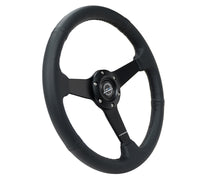 Thumbnail for NRG Sport Steering Wheel (350mm / 1.5in Deep) Black Leather Black Stitch w/Matte Black Solid Spokes