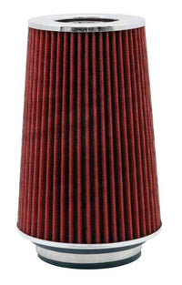 Thumbnail for K&N Universal Air Filter Chrome Round Tapered Red - 4in Flange ID x 1.125in Flange Length x 9.5in H