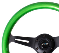 Thumbnail for NRG Classic Wood Grain Steering Wheel (350mm) Green Pearl/Flake Paint w/Black 3-Spoke Center