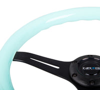 Thumbnail for NRG Classic Wood Grain Steering Wheel (350mm) Minty Fresh Color Grip w/Black 3-Spoke Center