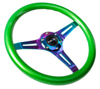 Thumbnail for NRG Classic Wood Grain Steering Wheel (350mm) Green Pearl/Flake Paint w/Neochrome 3-Spoke Center