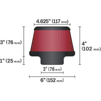 Thumbnail for K&N Universal Round Clamp-On Air Filter 3in Flange ID x 6in Base OD x 4.625in Top OD x 3in Height