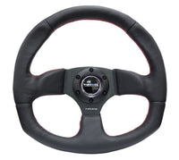 Thumbnail for NRG Reinforced Steering Wheel (320mm Horizontal / 330mm Vertical) Leather w/Red Stitching