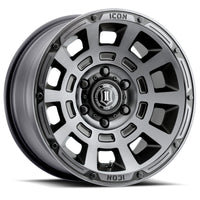 Thumbnail for ICON Thrust 17x8.5 6x135 6mm Offset 5in BS Smoked Satin Black Tint Wheel