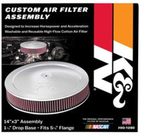 Thumbnail for K&N 14in Red Custom Air Cleaner Assembly - 5.125in ID x 14in OD x 2.75in H x 1.25in Drop Base