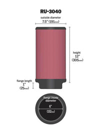 Thumbnail for K&N Universal Rubber Filter 6in ID 7.5in OD 12in H