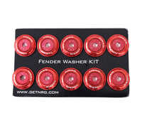 Thumbnail for NRG Fender Washer Kit w/Color Matched M6 Bolt Rivets For Plastic (Red) - Set of 10