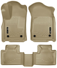 Thumbnail for Husky Liners 16-22 Dodge Durango Weatherbeater Tan Front & 2nd Seat Floor Liners