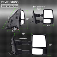 Thumbnail for Xtune Pair G2 Ford Superduty 99-07 Heated Amber Signal Telescoping Mirrors MIR-FDSD99S-G2-PW-AM-SET