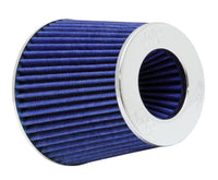 Thumbnail for K&N Universal Air Filter Chrome Round Tapered Blue - 4in Flange ID x 1.125in Flange Length x 5.5in H