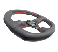 Thumbnail for NRG Reinforced Steering Wheel (320mm Horizontal / 330mm Vertical) Leather w/Red Stitching