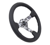 Thumbnail for NRG Reinforced Steering Wheel (350mm / 3in. Deep) Blk Leather w/Hydrodipped Digi-Camo Spokes