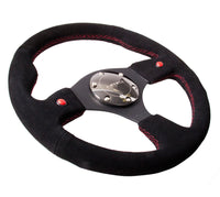 Thumbnail for NRG Reinforced Steering Wheel (320mm) Blk Suede w/Dual Buttons