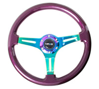 Thumbnail for NRG Classic Wood Grain Steering Wheel (350mm) Purple Pearl Paint w/Neochrome 3-Spoke Center