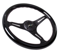 Thumbnail for NRG Classic Wood Grain Steering Wheel (350mm) Black Paint Grip w/Black 3-Spoke Center