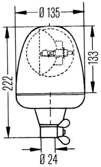 Thumbnail for Hella Rotating Beacon H 12V Yellow Mgs12 2Rl