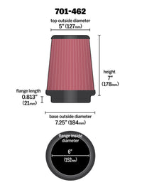 Thumbnail for Airaid Universal Air Filter - Cone 6 x 7-1/4 x 5 x 7